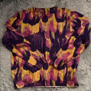 Vibrant Purple and Yellow Long Sleeve Women's Top